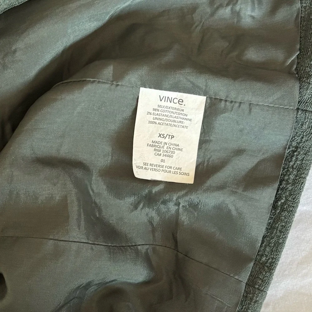 Vince Cypress Scuba Frise Moto Jacket XS Green Asymmetrical Zip Stretch Travel